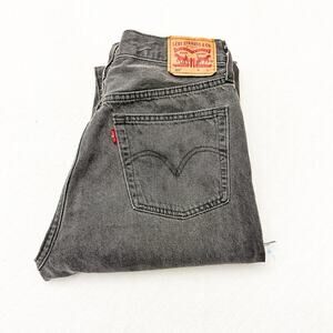 Levi's 501 Button Fly Charcoal Gray Dark Wash Denim Raw Hem Size 29 x 26